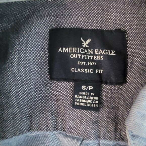 American Eagle Classic Fit Collared Shirt  Small Petit Button Up Two Tone Shirt - Picture 4 of 11
